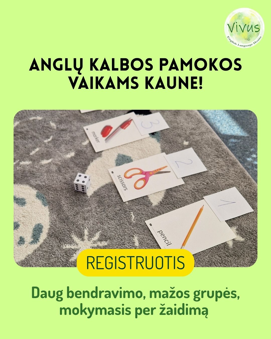 Vivus English Language House Facebook ad: Nemokama pažintinė pamoka_ registracija