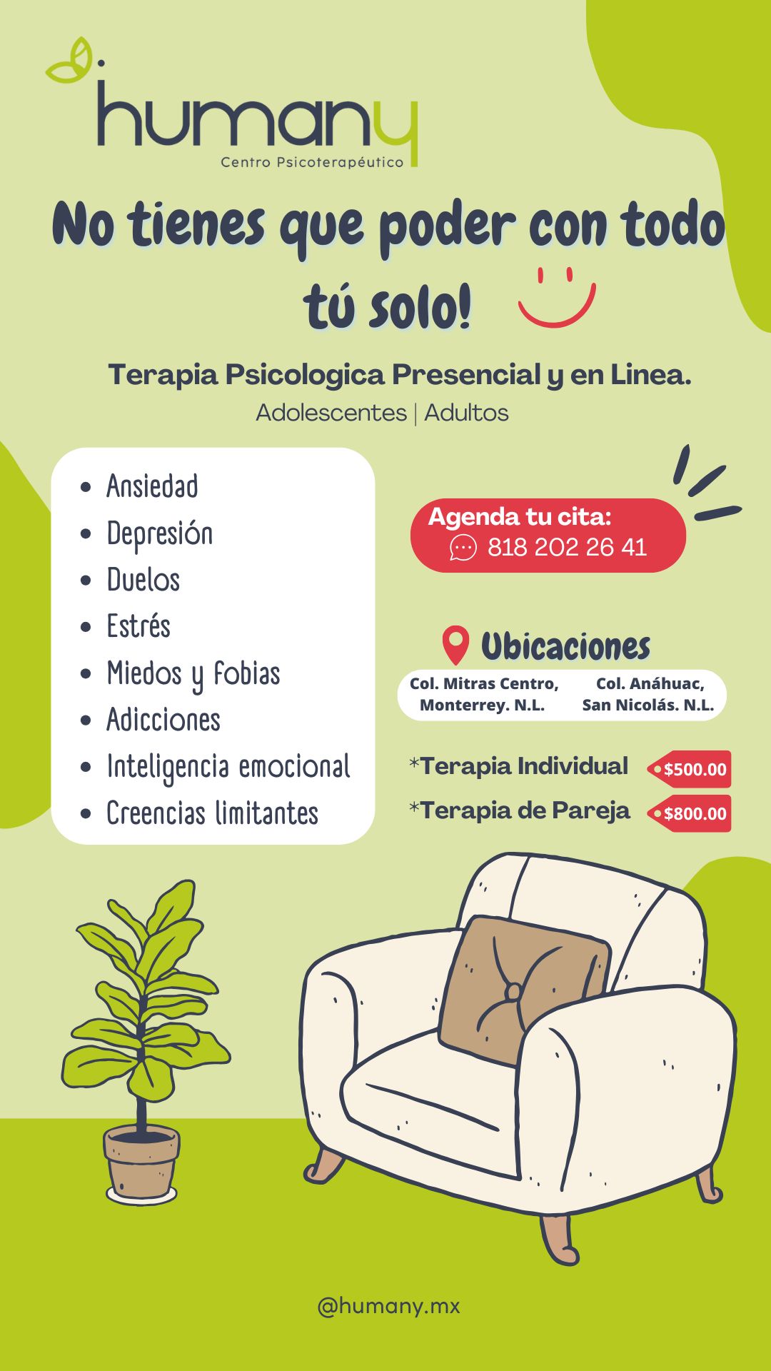 Humany Centro Psicoterapéutico Facebook ad: Agenda tu cita: