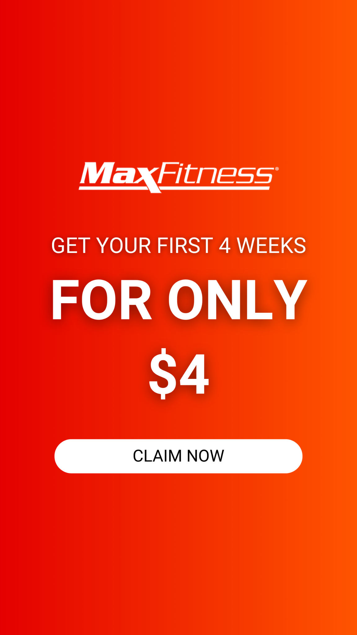 Max Fitness - North Augusta Facebook ad: 4 Weeks for $4 at North Augusta's Best Gym