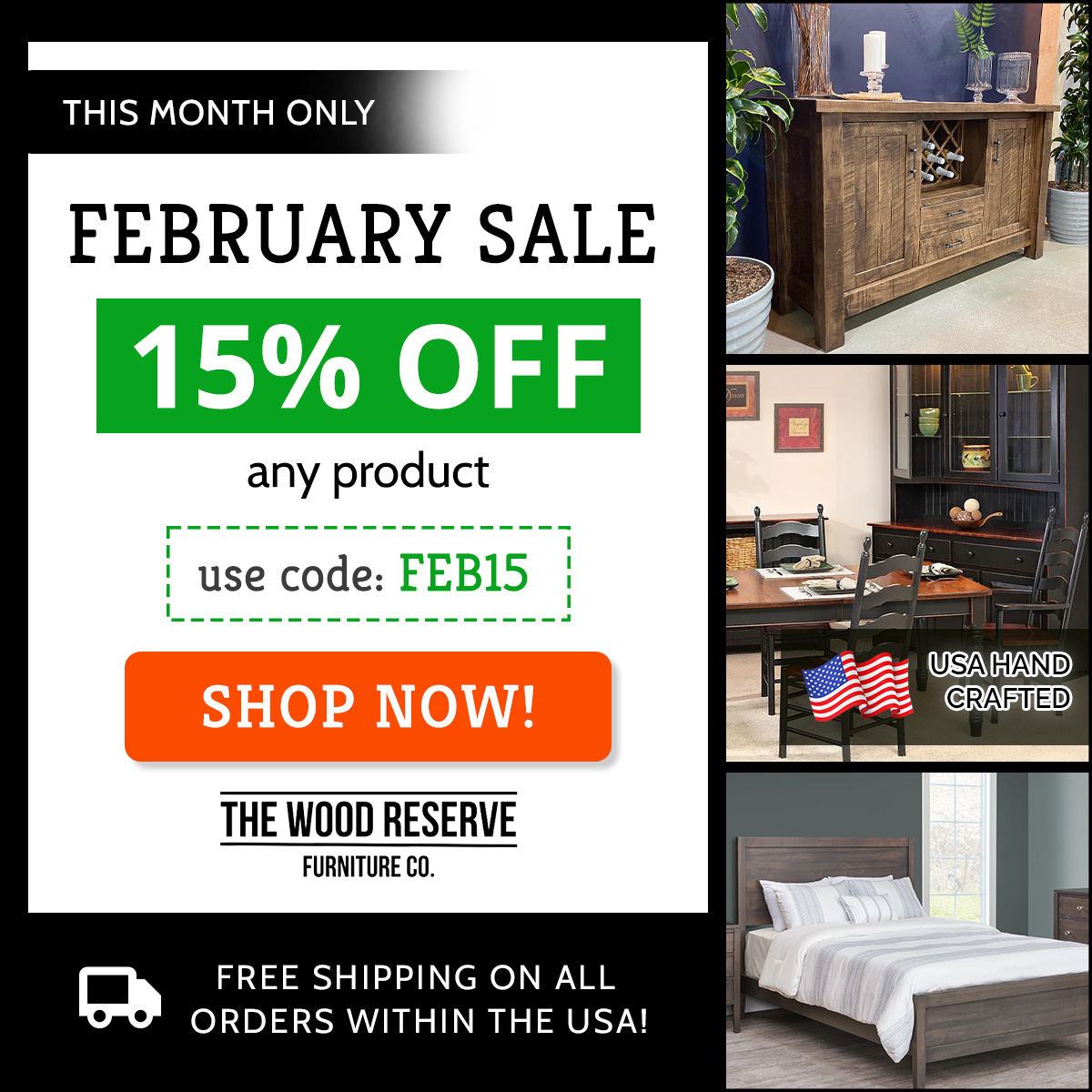 The Wood Reserve Facebook ad: February Mega Sale is Live Now