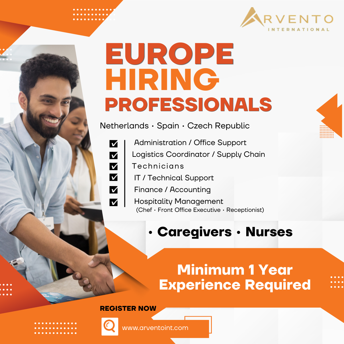 Arvento International Recruitment Facebook ad: Europe Hiring Skilled Professionals