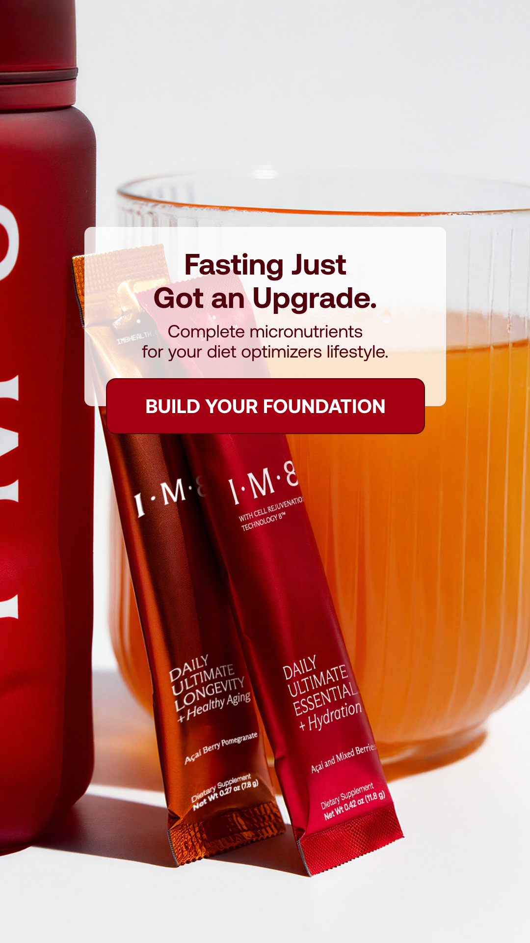 IM8 Facebook ad: Perform Now. Thrive Tomorrow. The Beckham Stack.