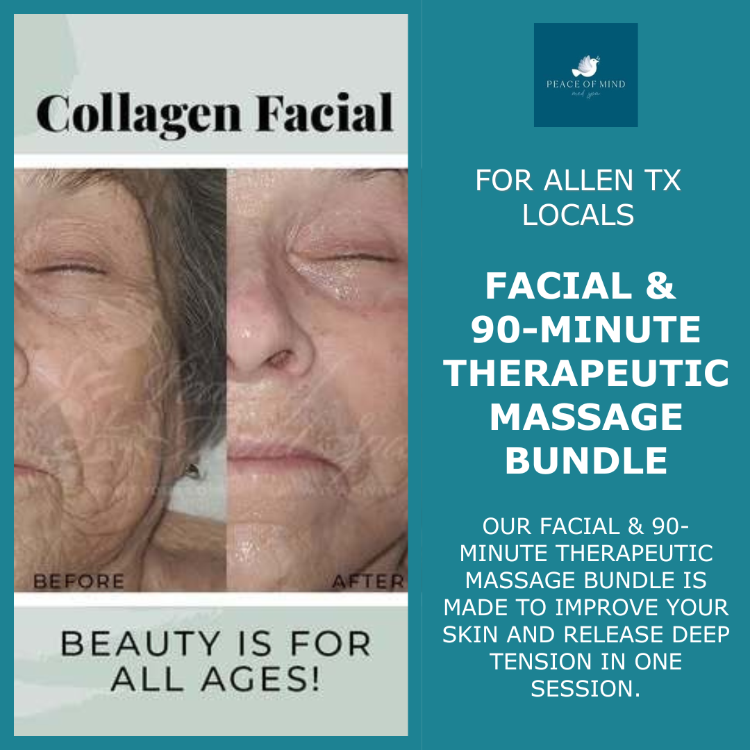 Peace of Mind Spa Facebook ad: Facial & 90-Minute Therapeutic Massage Bundle