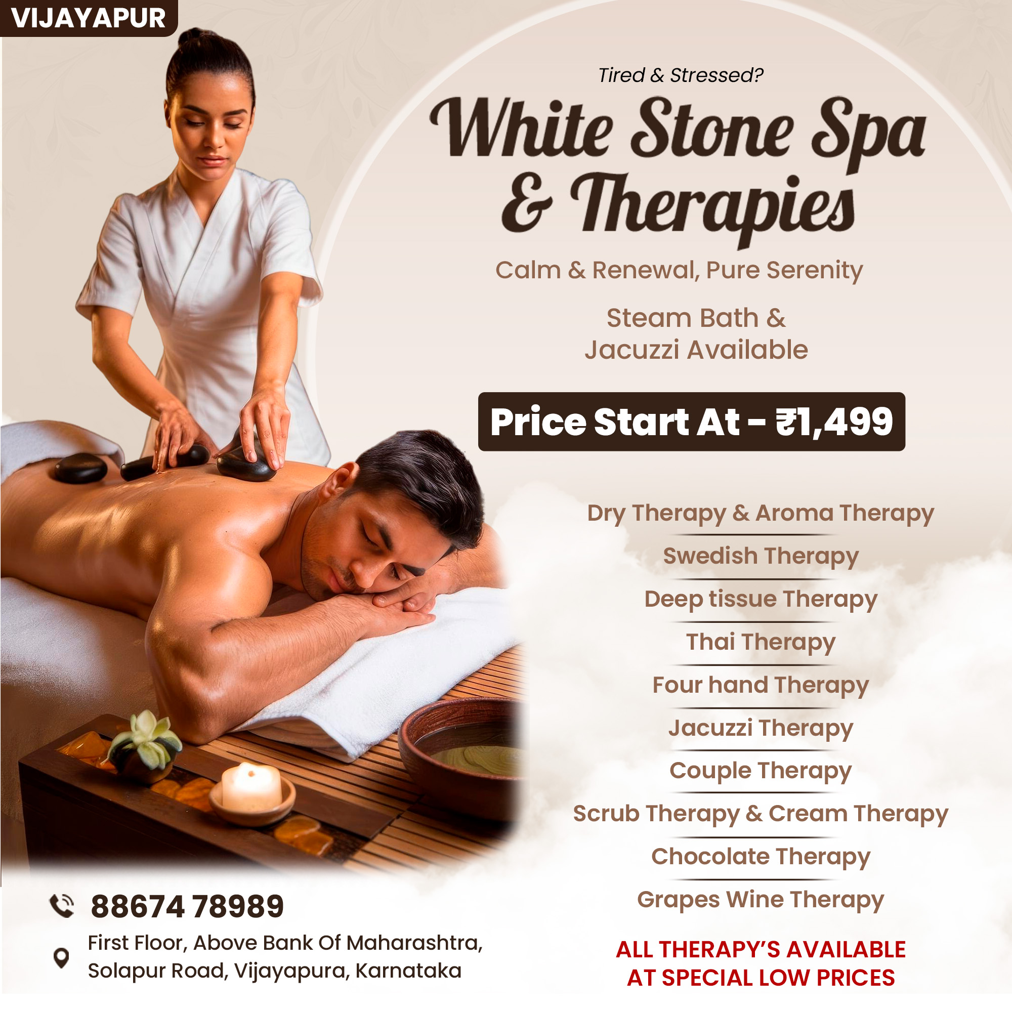 Whitestonespa Facebook ad: Bijapur: Calm & Serenity