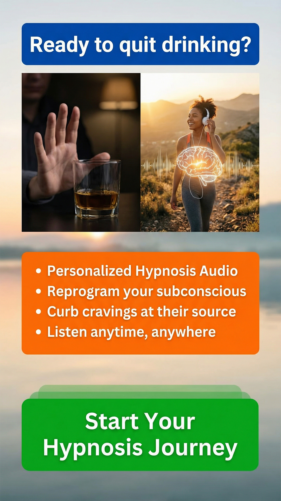 Hypnosis to Stop Drinking Facebook ad