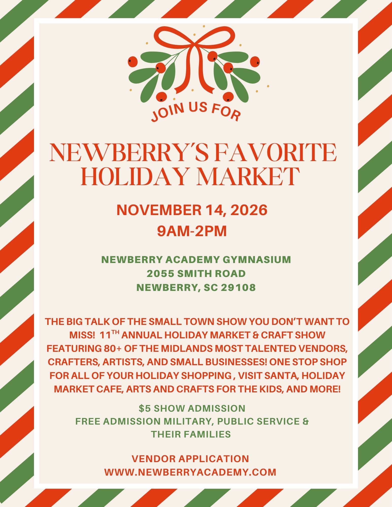 Newberry Academy Facebook ad: Newberry's FAVORITE Holiday Market! 11th ANNUAL!