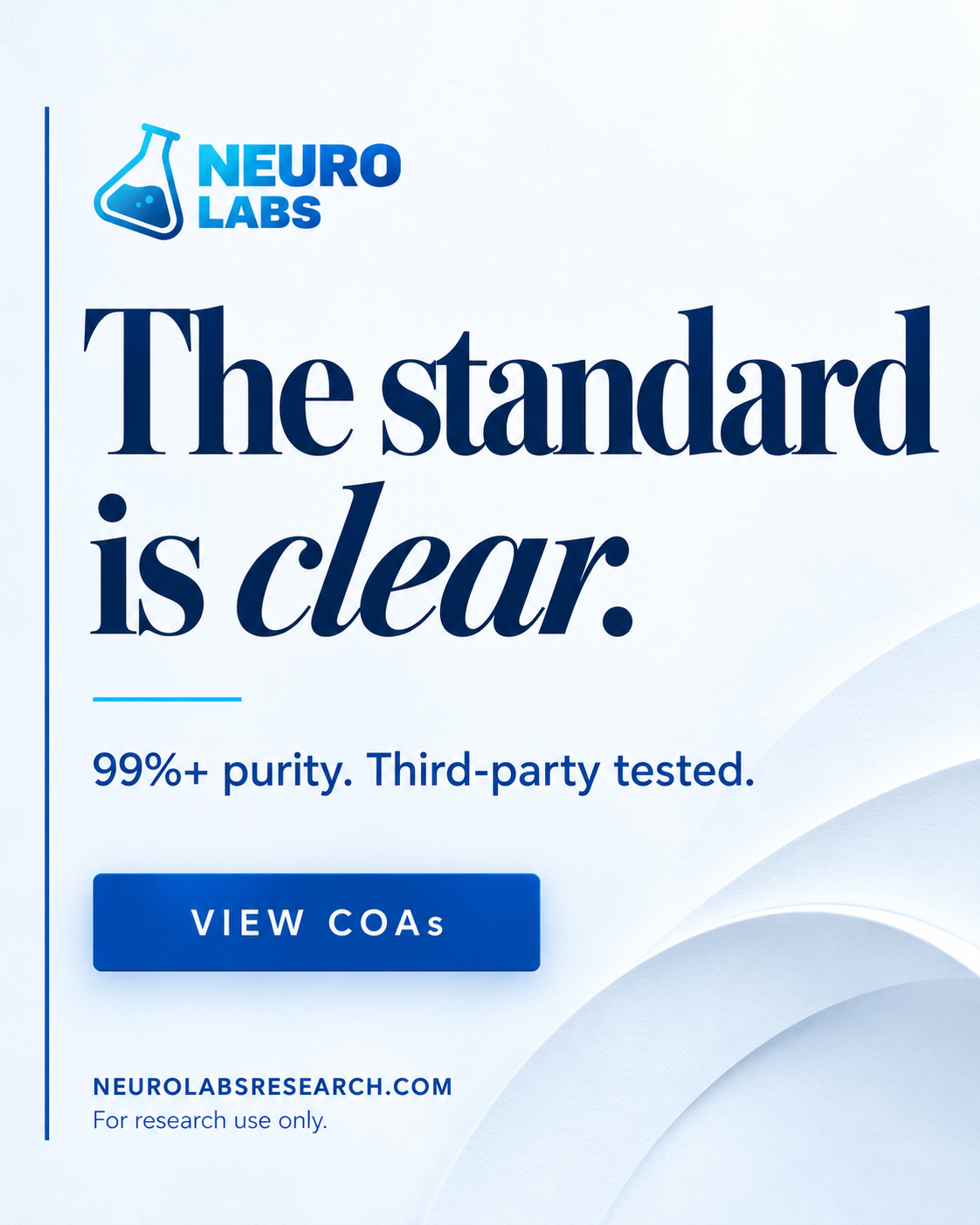 NL Facebook ad: NeuroLabs, Premium Research Peptides | ≥99% COA-Tested USA