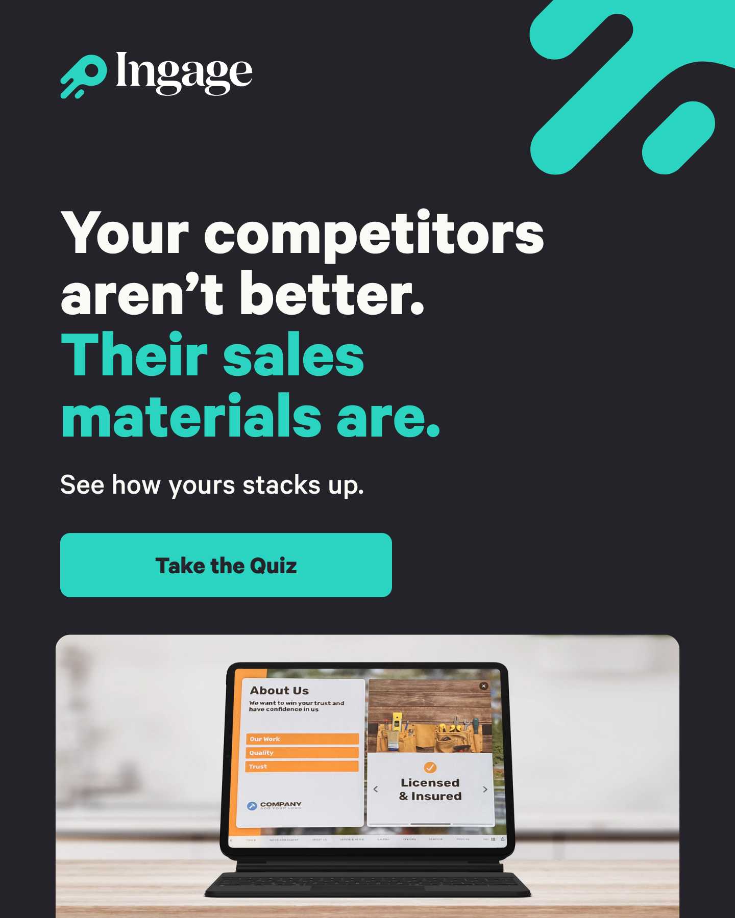 Ingage Facebook ad: Diagnose Your Sales Materials