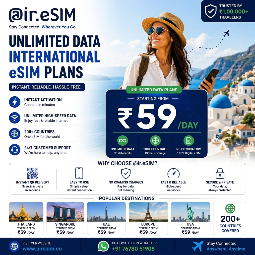 Air ESIM Facebook ad: Unlimited Data eSIM Plans