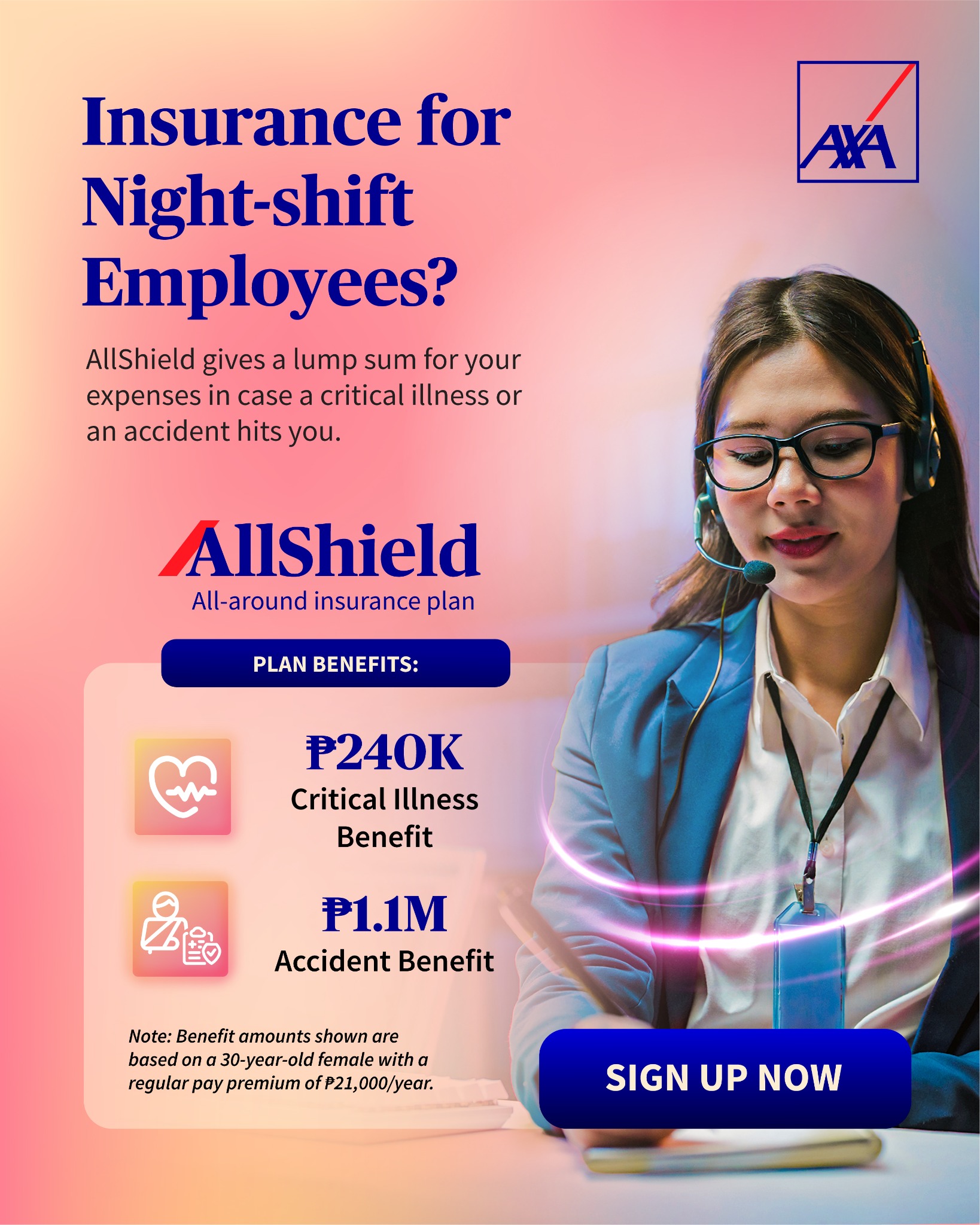 AXA Philippines Facebook ad: Insurance for Night Workers