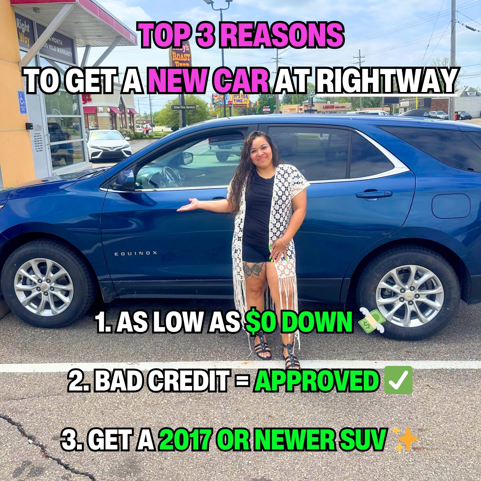 RightWay Auto Sales Facebook ad: Get approved for a new car in just a few taps