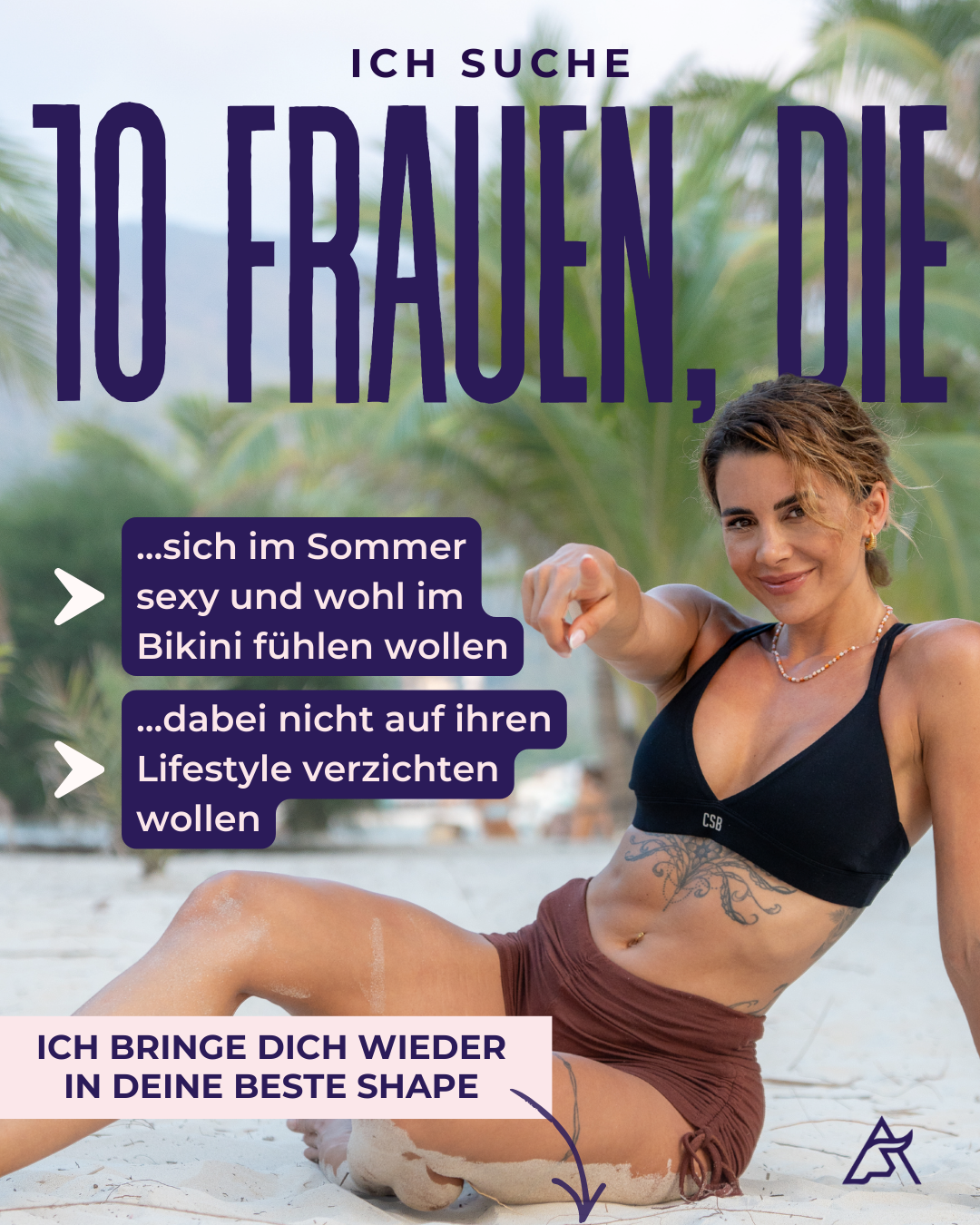 Andrina Santoro - Online Coaching Facebook ad: Ich suche 10 Frauen, die bis zum Sommer…