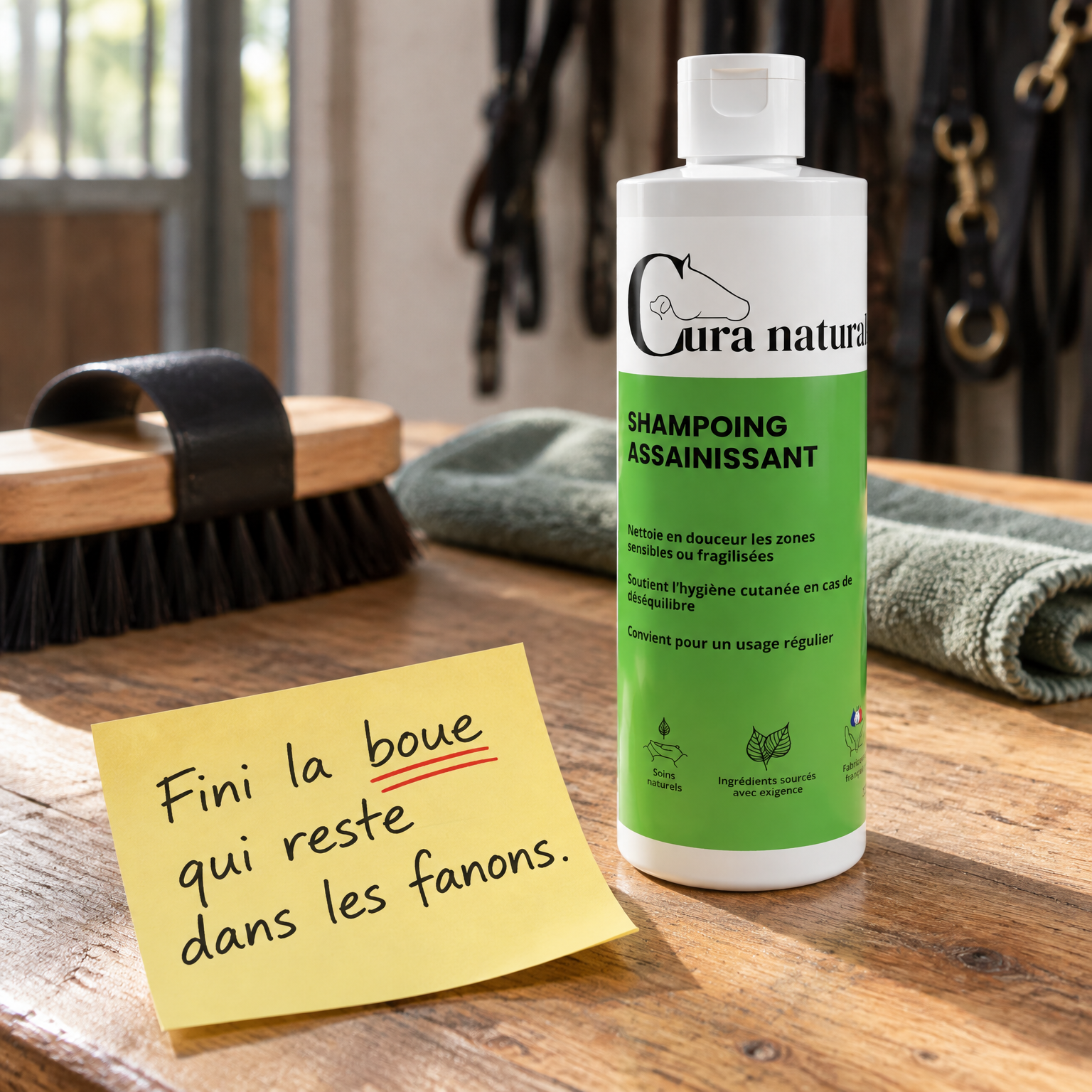 Cura naturale Facebook ad: Shampoing assainissant pour cheval · Note 4,9/5