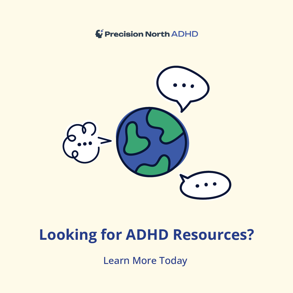 Precision North ADHD Facebook ad: Discover ADHD resources