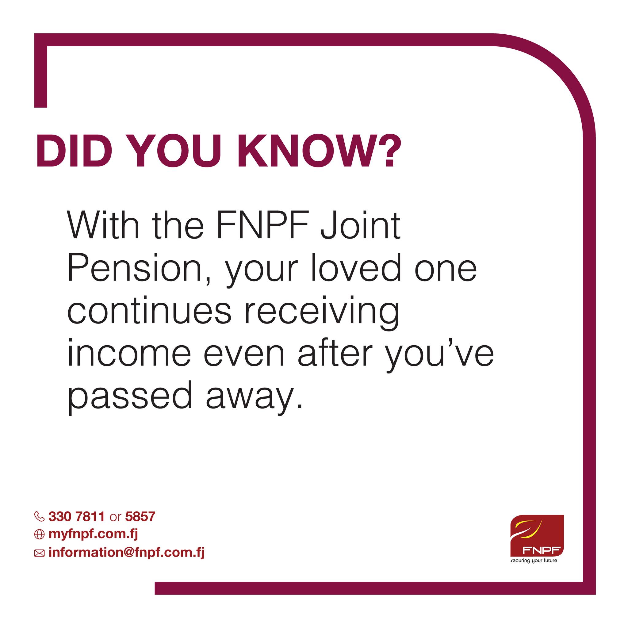 Fiji National Provident Fund Facebook ad: Your care for your family should never stop.