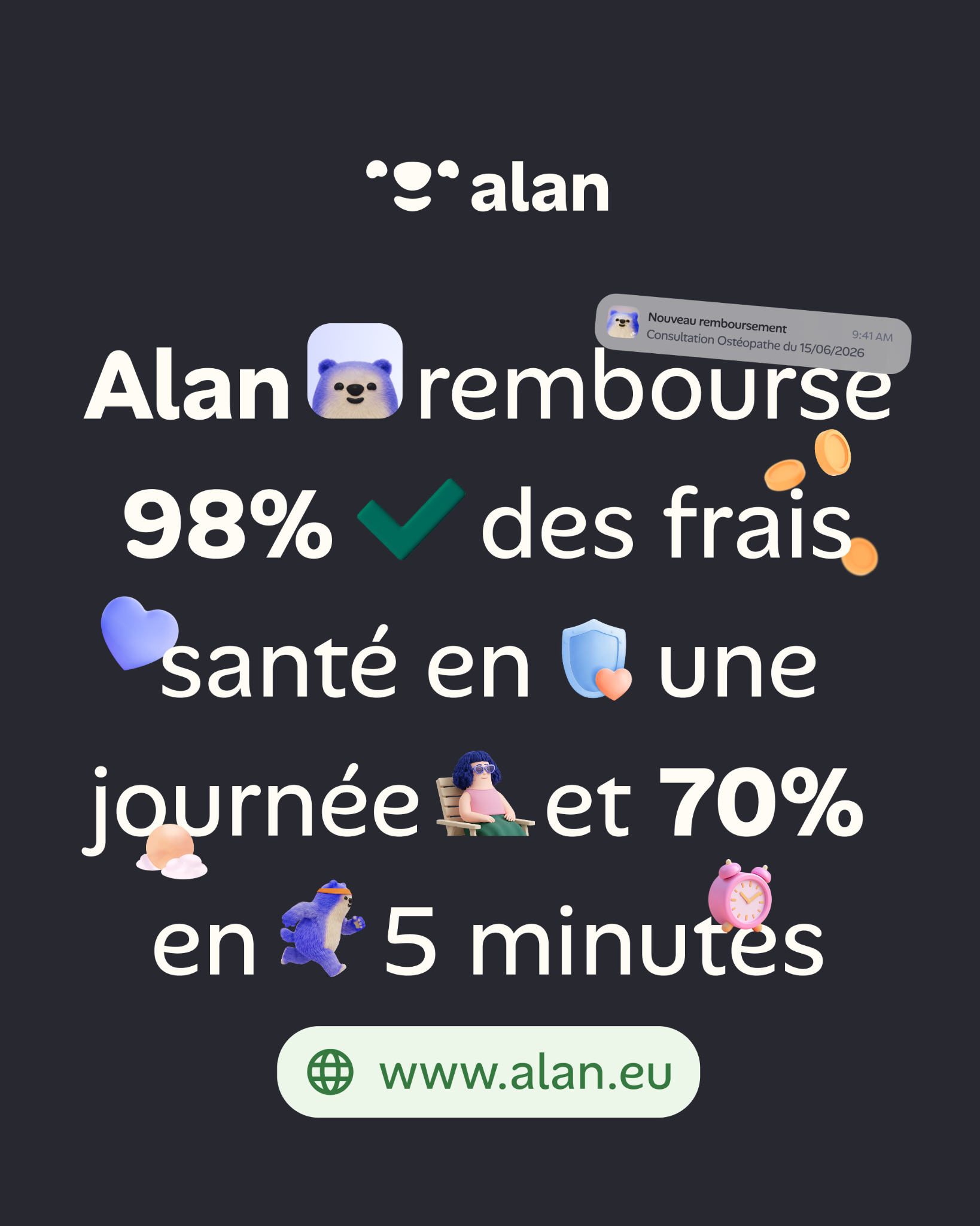 Alan Facebook ad: Découvrez tous les avantages Alan