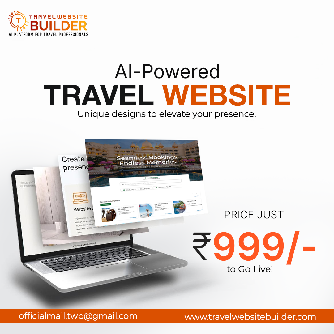 Travel Website Builder Facebook ad: Launch your AI-powered travel website in minutes!