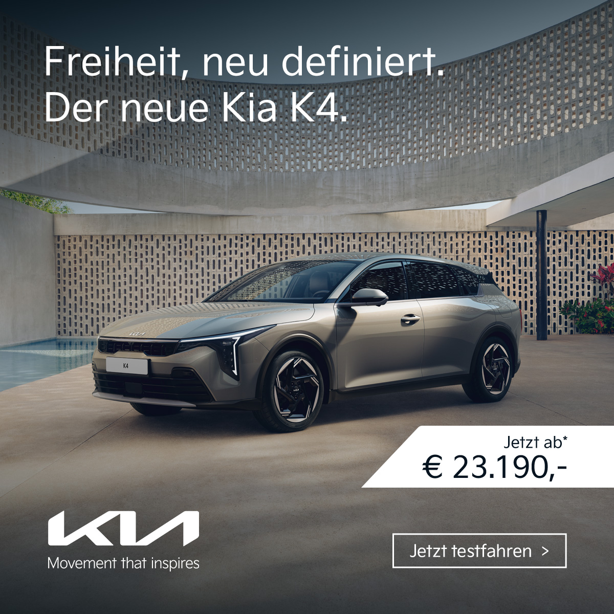 Kia Österreich Facebook ad: Entdecke die außergewöhnliche Welt des Kia K4 mit…