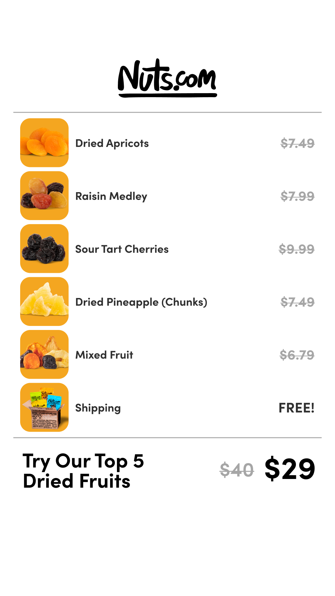 Nuts.com Facebook ad
