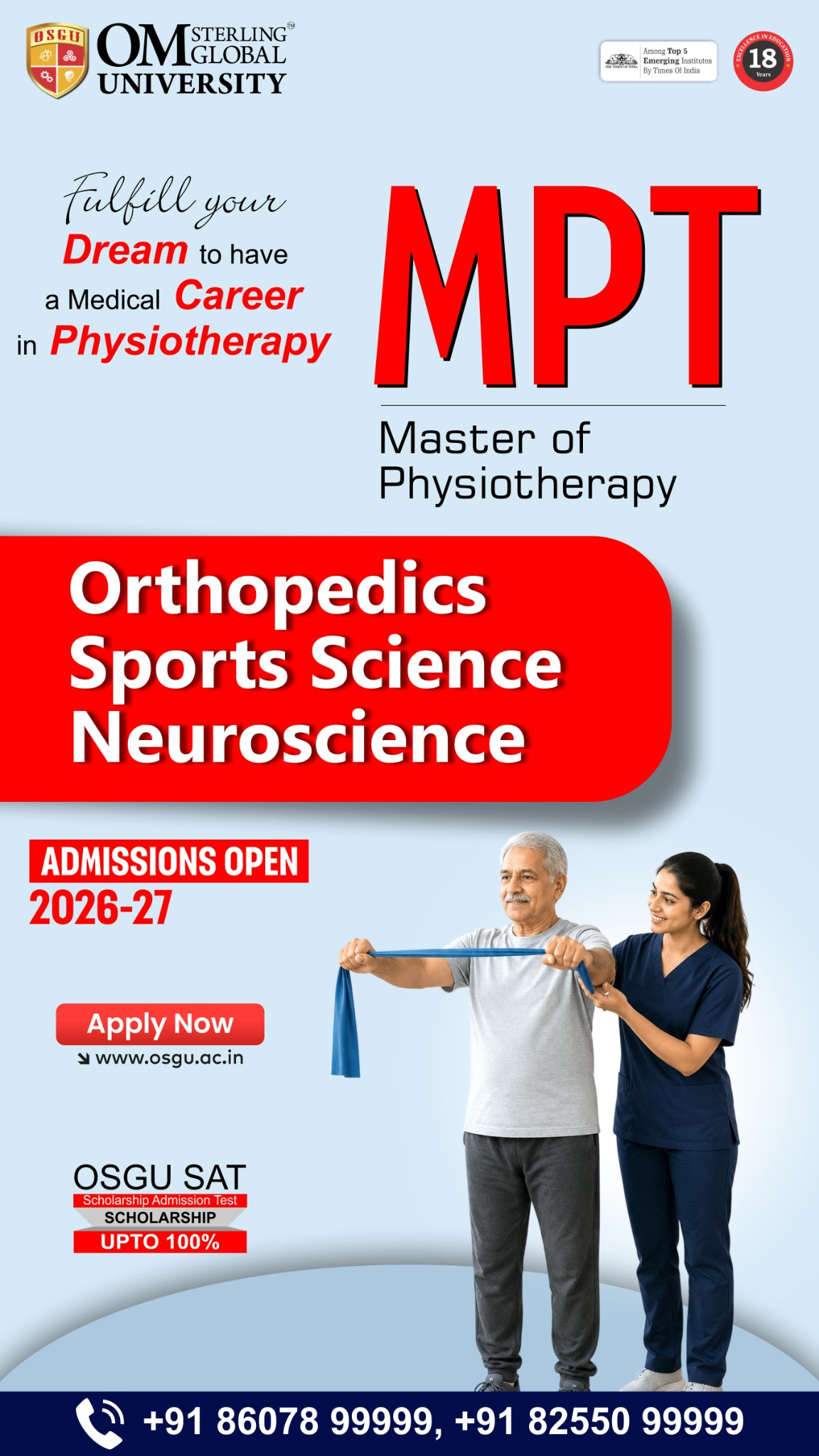Om Sterling Global University Facebook ad: MPT (Master of Physiotherapy) Admissions Open 2026-27 |…