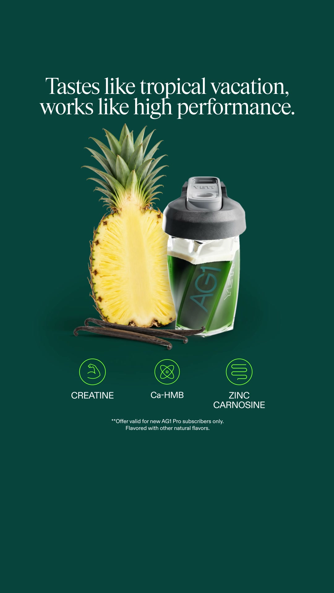 AG1 by Athletic Greens Facebook ad: One Pack. The Whole Stack.