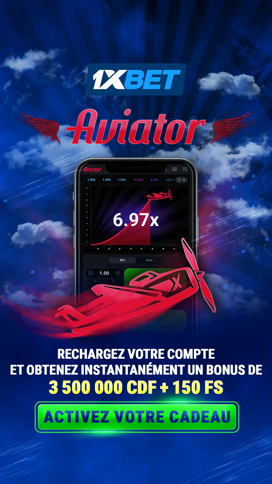 1XBET - Congo Kinshasa Facebook ad