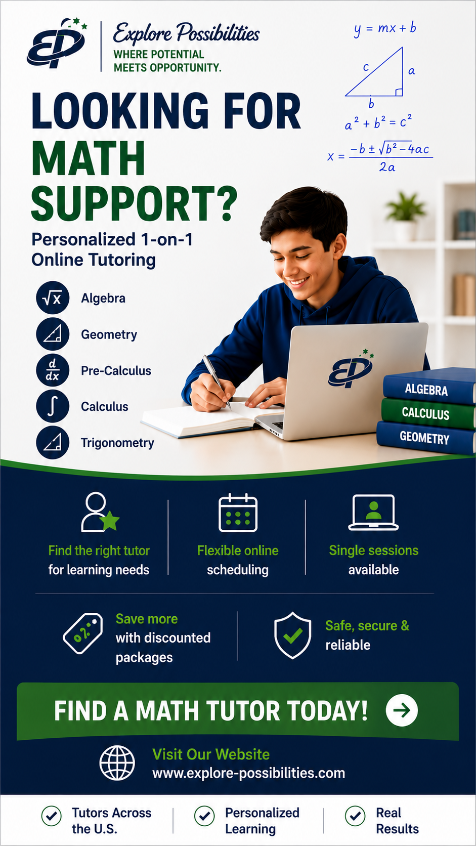 Explore Possibilities Facebook ad: Unlock Math Success