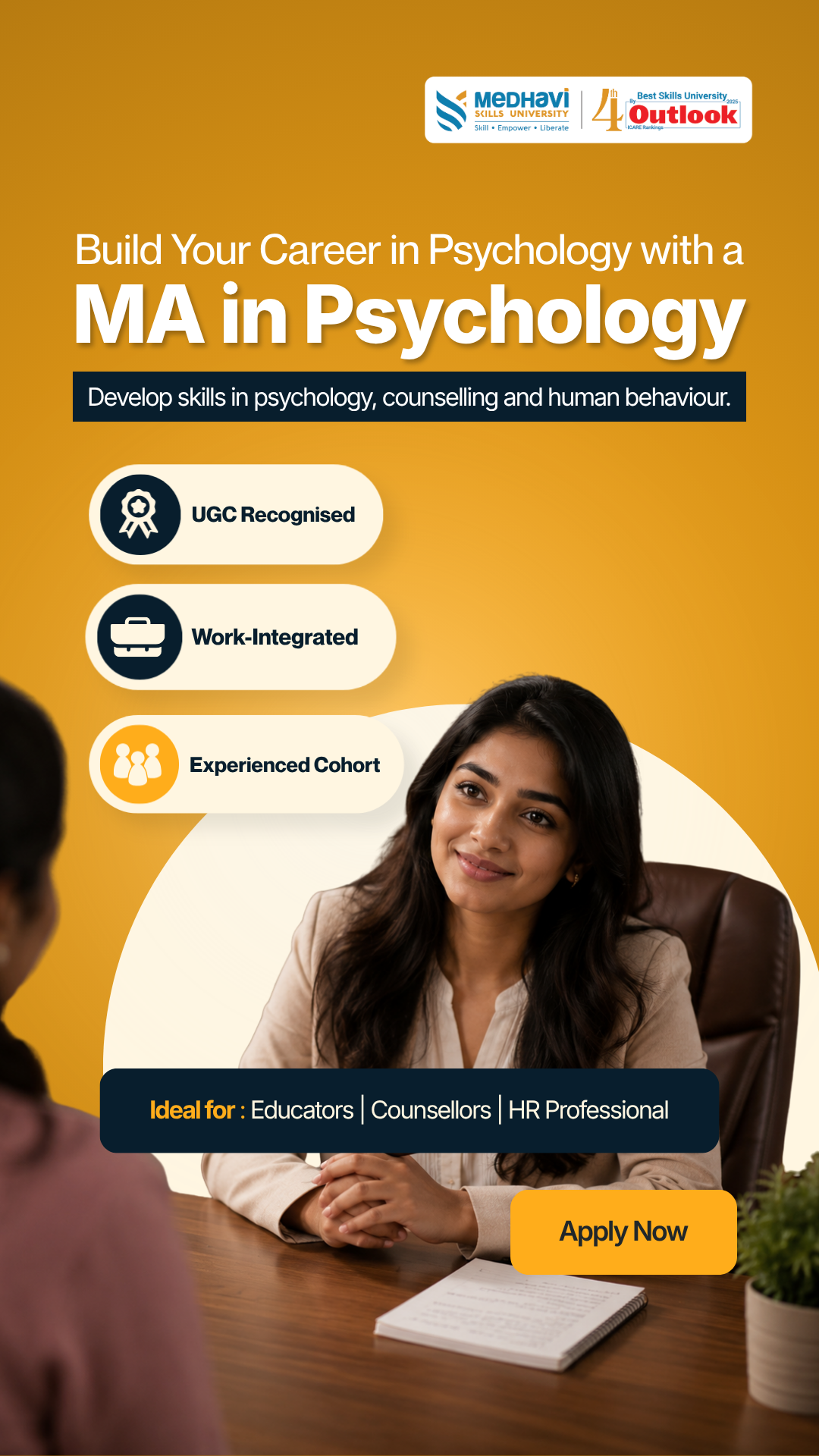 Medhavi Skills University, Sikkim Facebook ad: Affordable MA in Psychology
