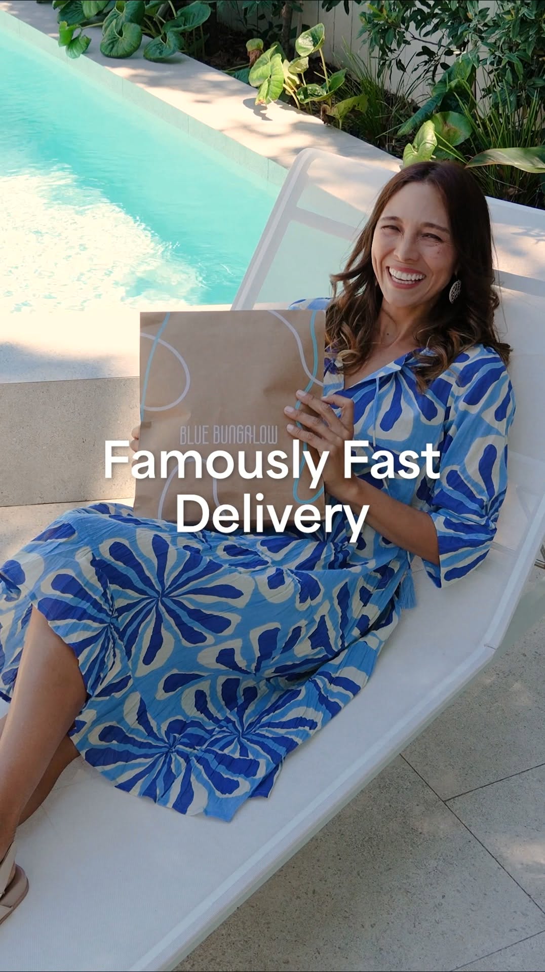 Blue Bungalow Facebook ad: Famously Fast Delivery