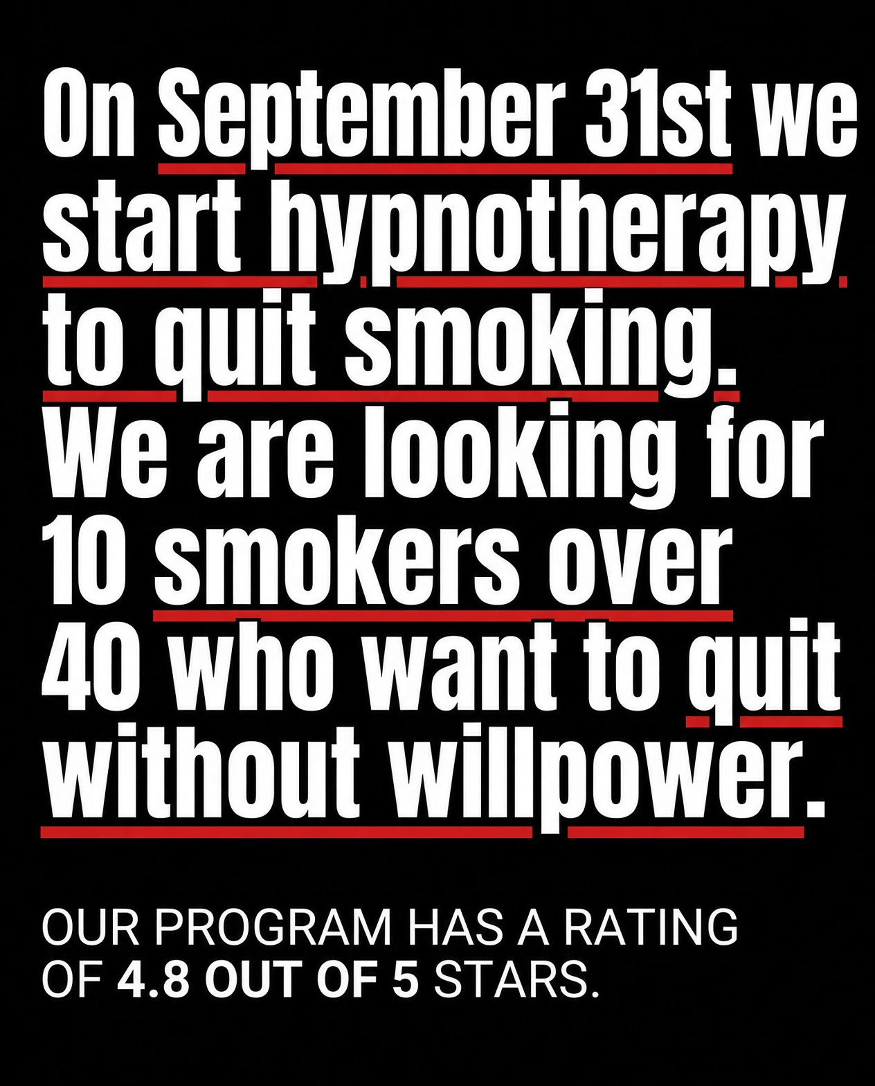 Hypnozio: power of hypnotherapy Facebook ad: Quit Smoking in a Way That Actually Feels Easy