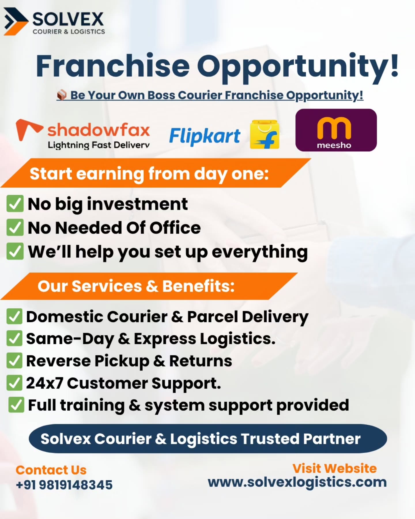 Solvex Courier and Logistics Facebook ad: Business Opportunity Alert