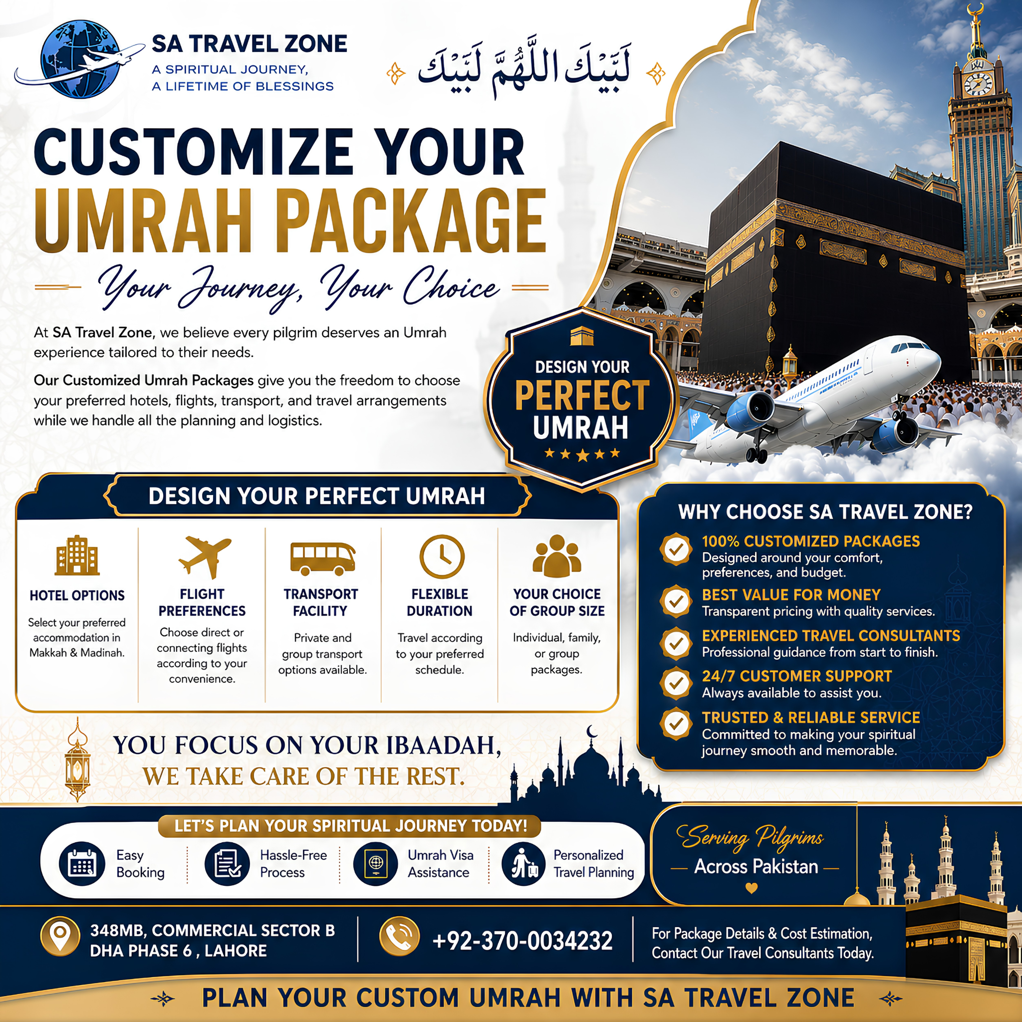SA Travel Zone Facebook ad: Customize Your Umrah Package Today