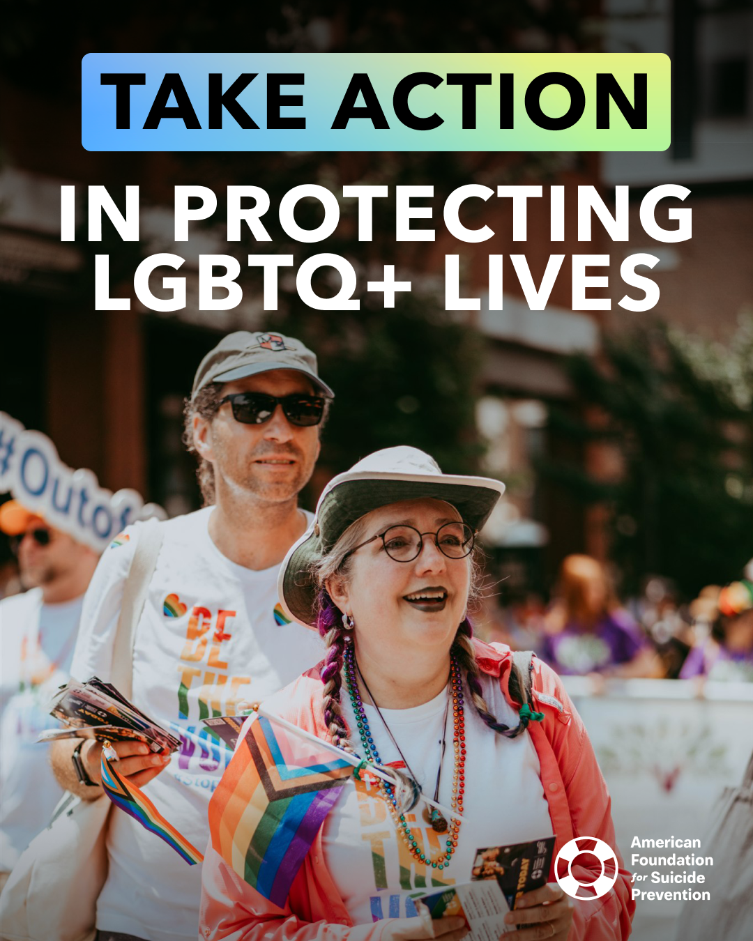 American Foundation for Suicide Prevention Facebook ad: Protect LGBTQ+ Lives: Donate