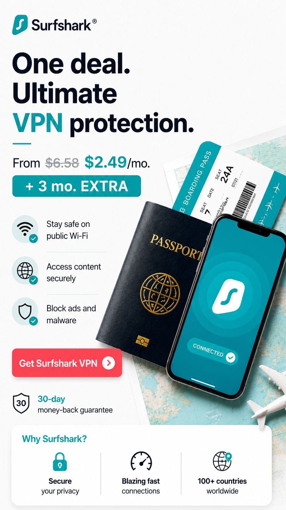 VPN Offers Facebook ad: 88% OFF + 3 Months Free