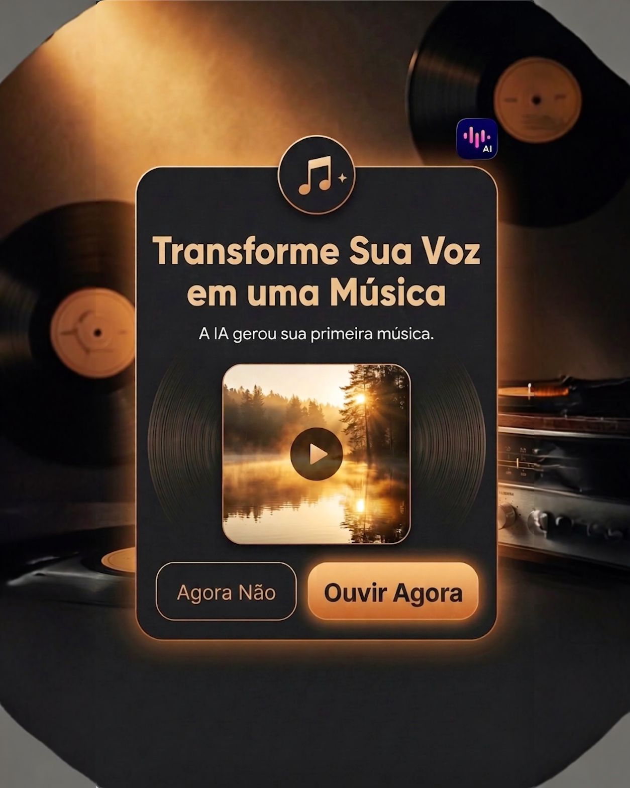 SoundDraw - AI Music Generator Facebook ad: Crie capas com IA usando sua voz.