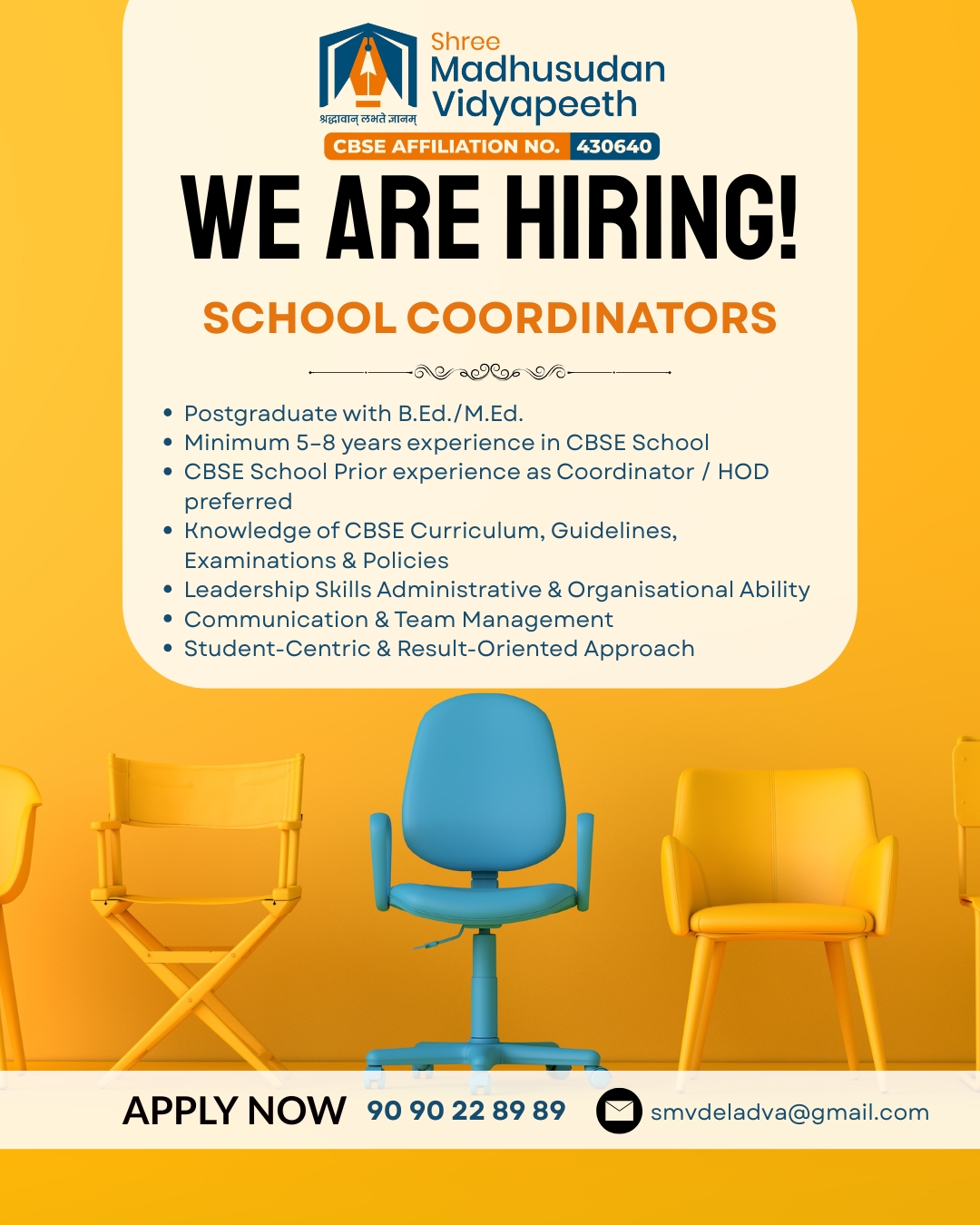 Shree Madhusudan Vidyapeeth Facebook ad: Academic Coordinator Required, Experienced Candidates…
