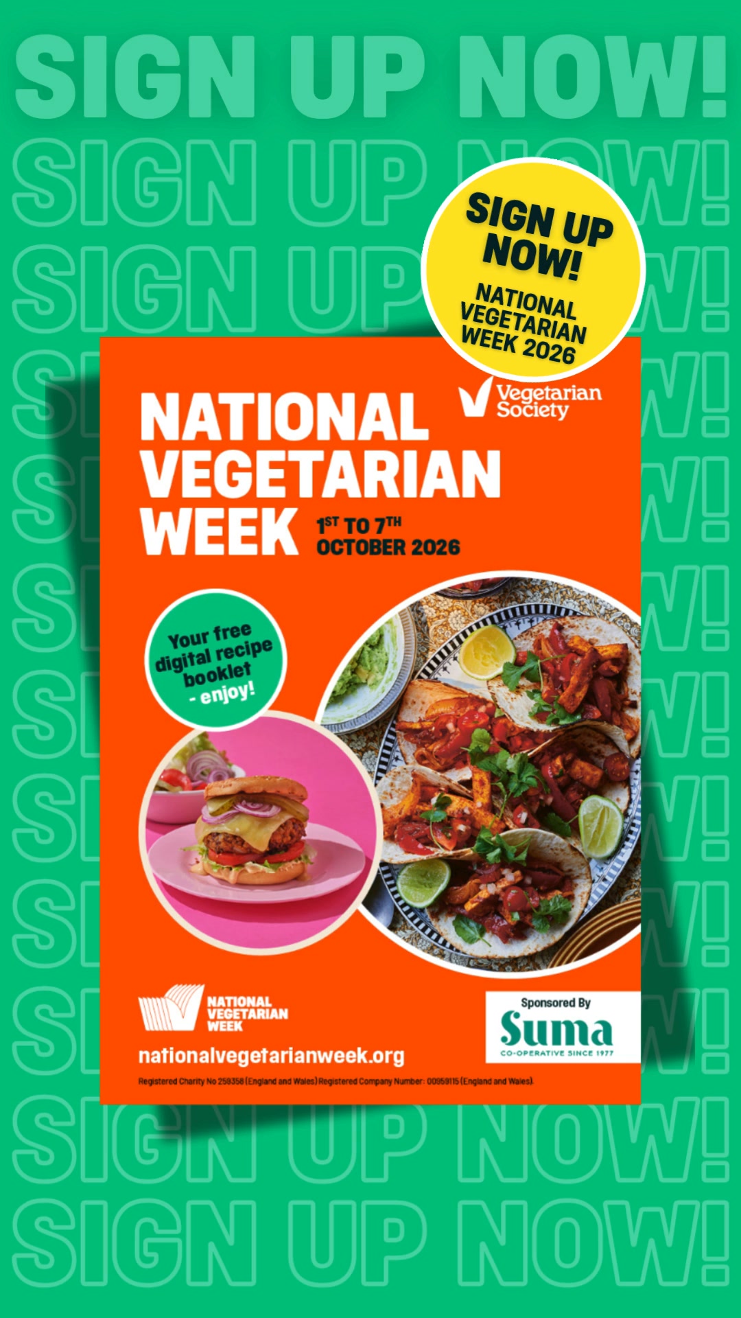 The Vegetarian Society Facebook ad: Don't Miss Out - Sign Up Today