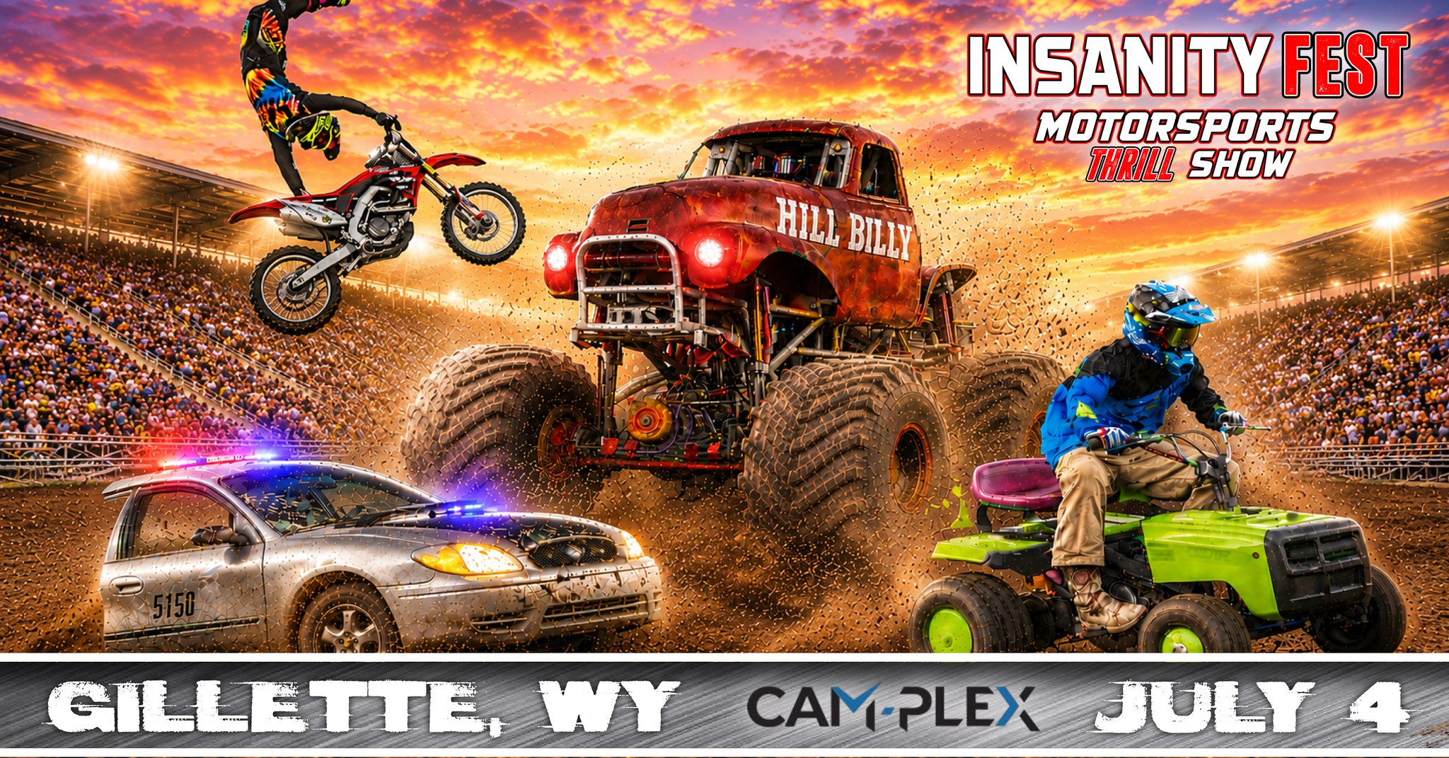 Live A Little Entertainment Group Facebook ad: Insanity Fest Motorsports Thrill Show in Gillette, Wyoming!