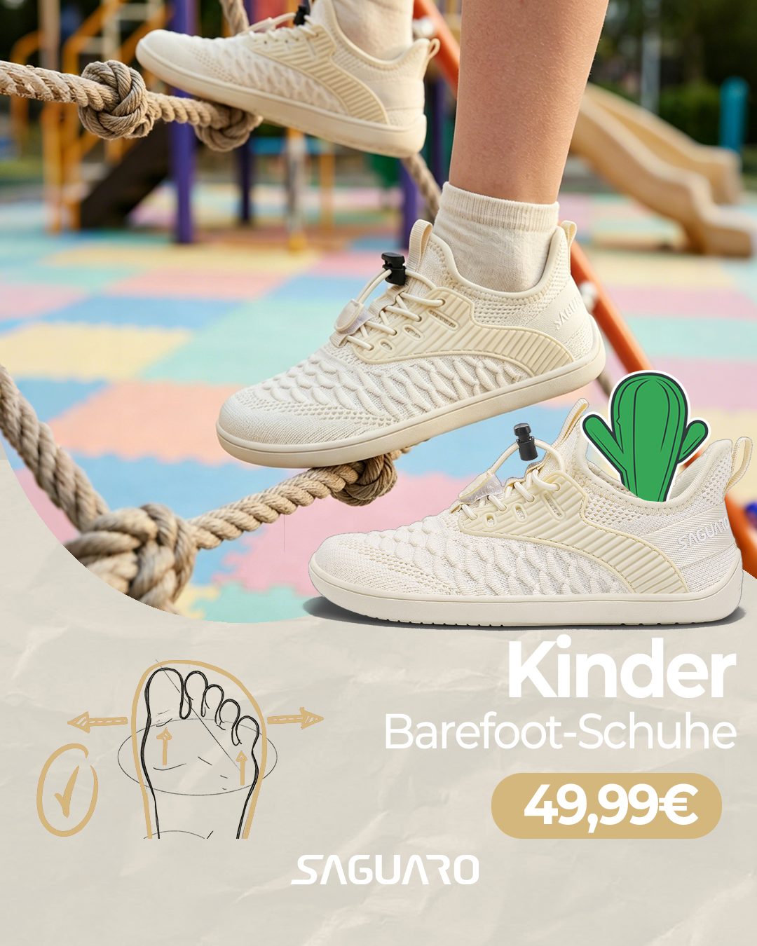 Saguaro De Facebook ad: Neue verbesserte Kinderschuhe, jetzt erhältlich