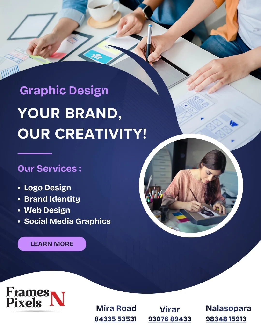 Frames and Pixels Studio Facebook ad: All-in-one destination for your creative career