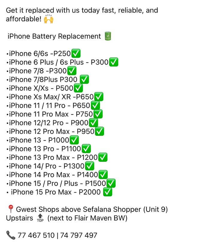 Sebele Mobiles Facebook ad: Is your battery showing you dust in the…