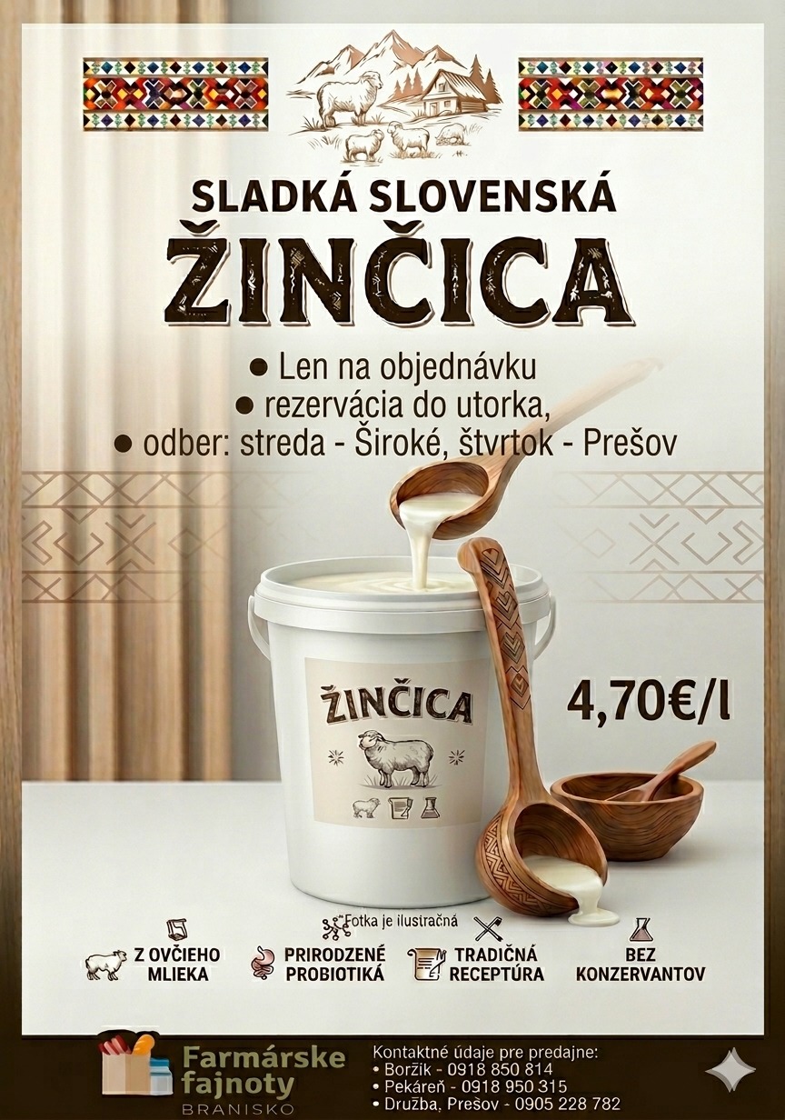 Farmárske fajnoty Branisko Facebook ad: Sladká slovenská ŽINČICA na objednávku!