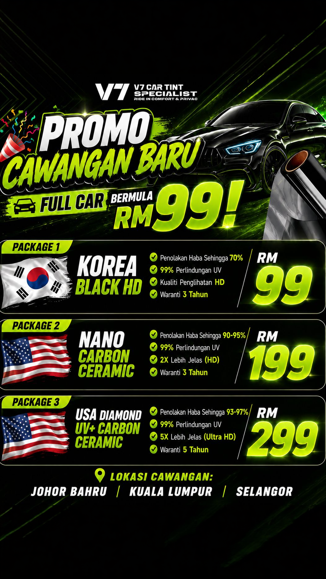 V7 Auto Detailing Sungai Besi Facebook ad: (08)full car tinted rm99