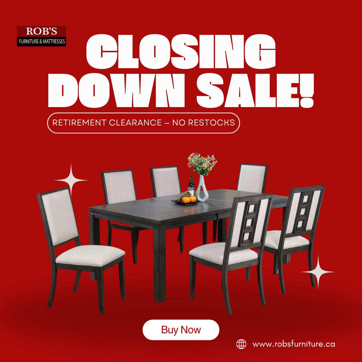 Rob's Furniture and Mattresses Facebook ad: The end of an era is here.