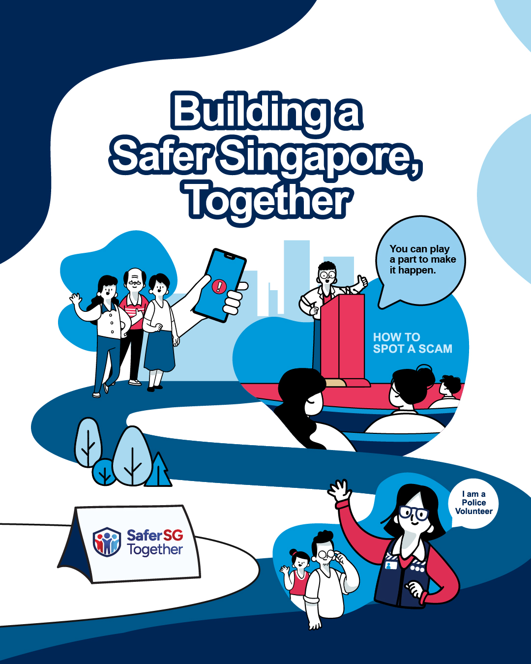 Singapore Police Force Facebook ad: Join the SaferSG, Together Movement.