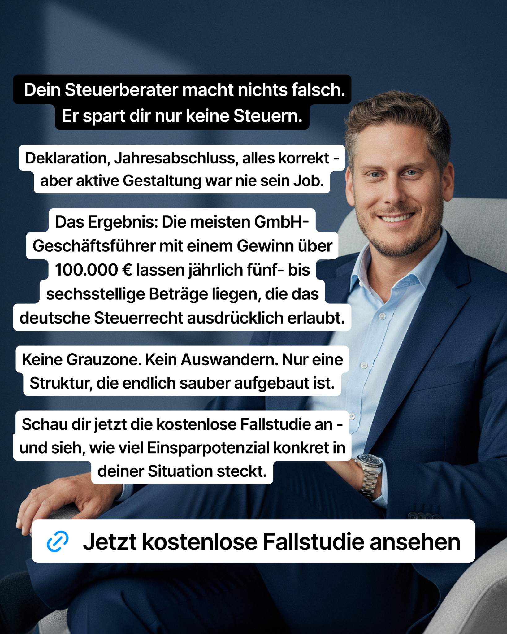 Marvin Großkrueger Facebook ad: Finde heraus, wie viel Steuer du legal sparen könntest