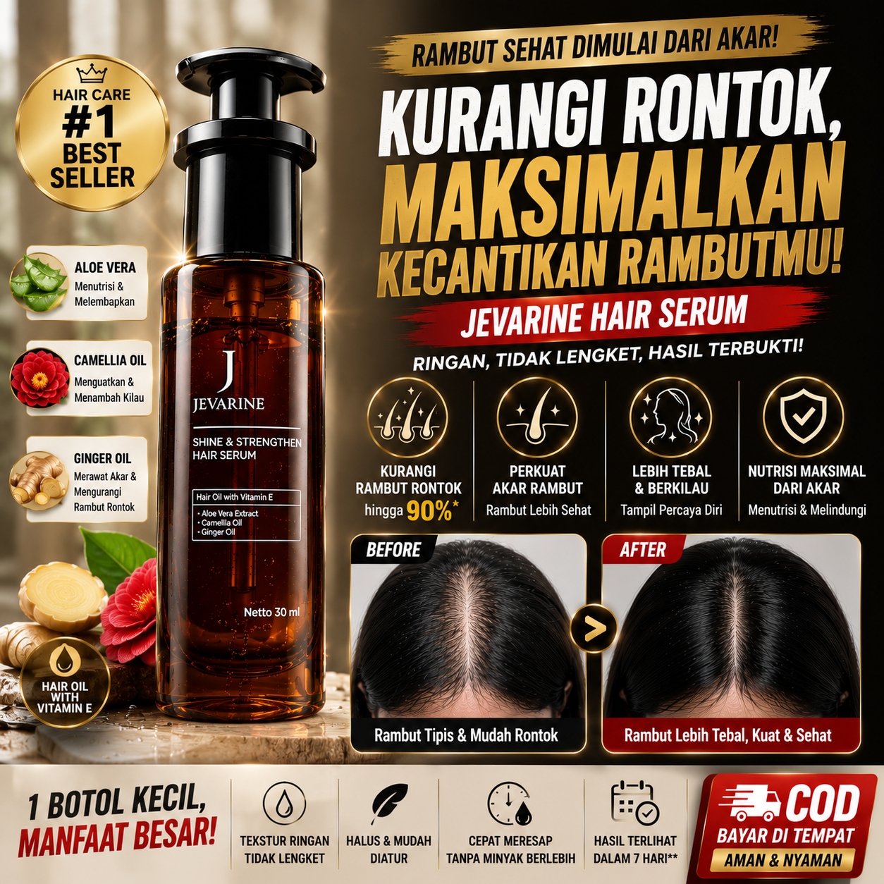 AdaSpace Store Facebook ad: STOP BIARKAN RAMBUT RONTOK SETIAP HARI!