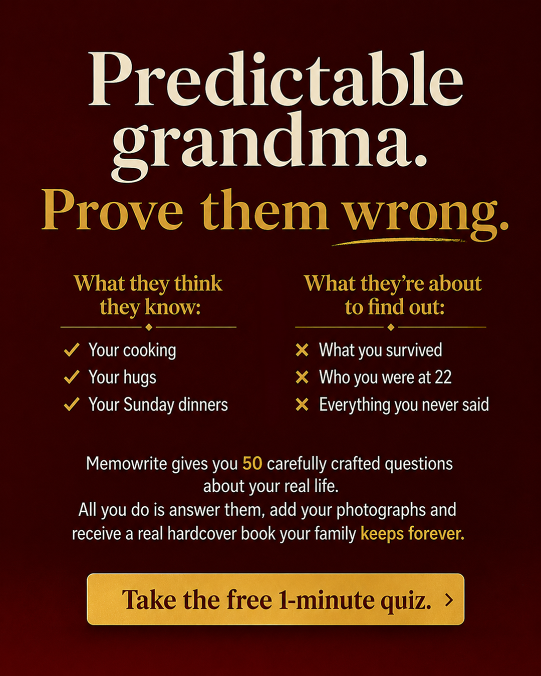 Memowrite Facebook ad