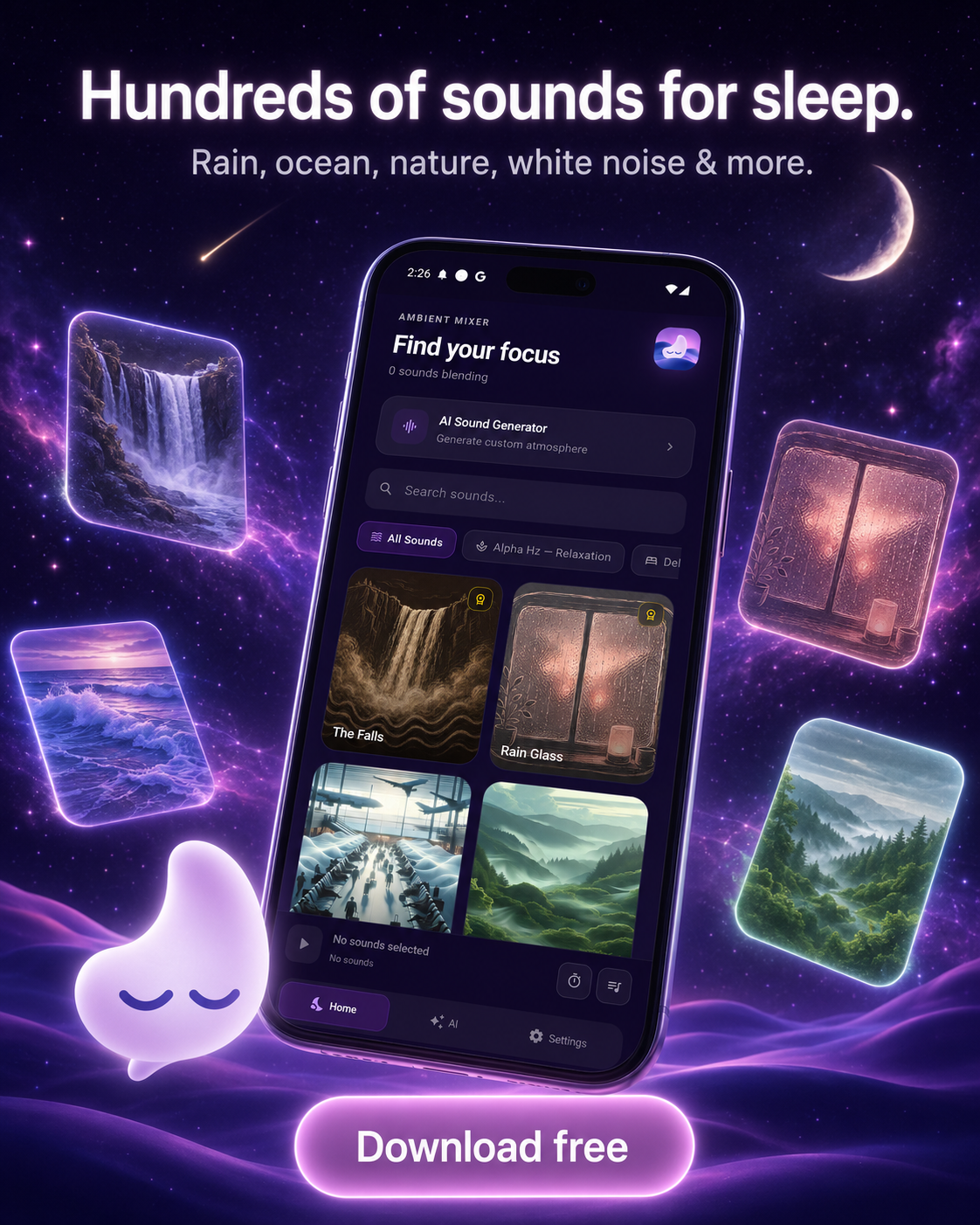 Sleepia Sleep Sounds: Relaxing Facebook ad