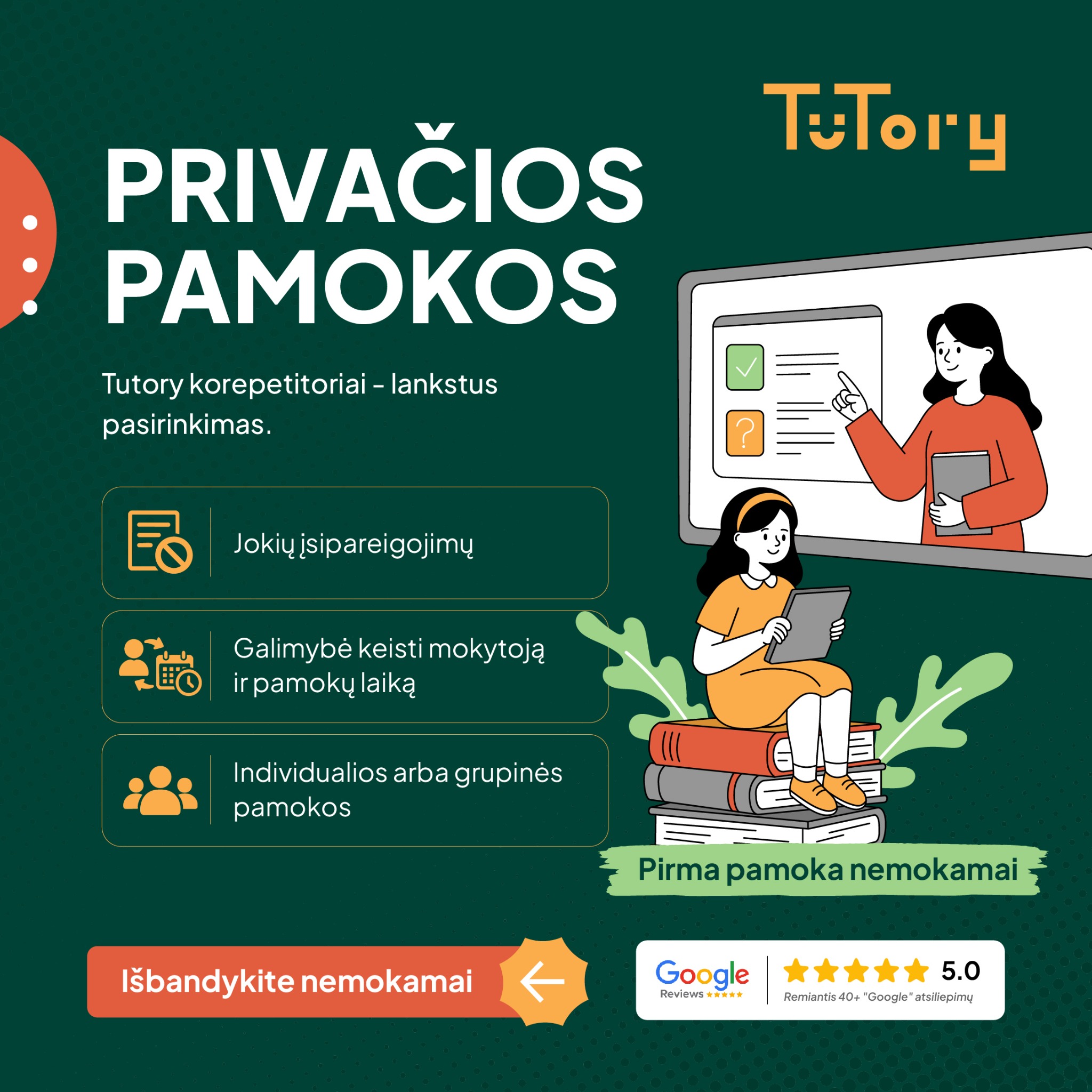 Tutory.lt Facebook ad: Korepetitoriai